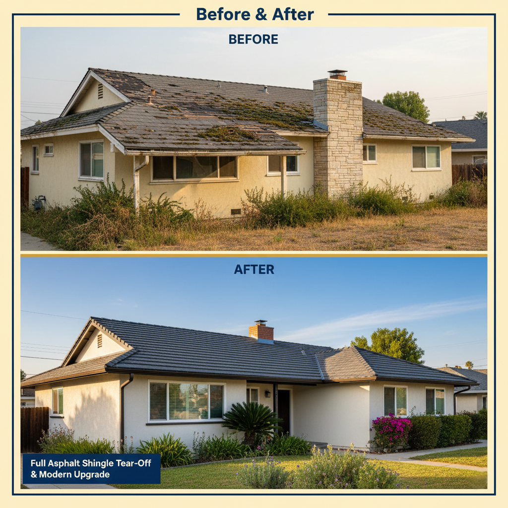 Before and After Spanish Tile Roof Restoration SFV