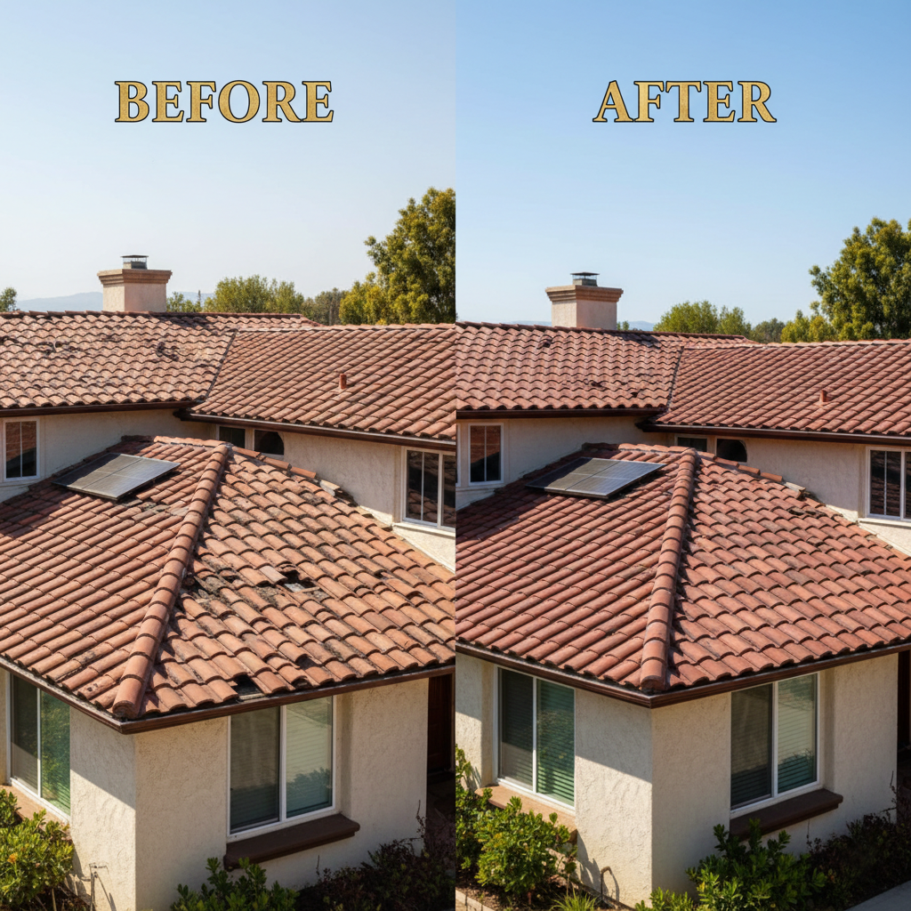 Before and After Asphalt Shingle Roof Replacement in San Fernando Valley